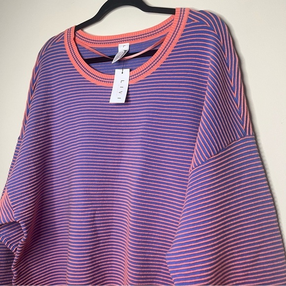 NWT LIVI ACTIVE Lane Bryant Atheleisure Crewneck Ottoman Sweater in Fusion Coral - Picture 3 of 10